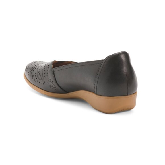 COBB HILL ROCKPORT Black Leather Rozie Comfort Wedge Flats - Picture 2 of 2